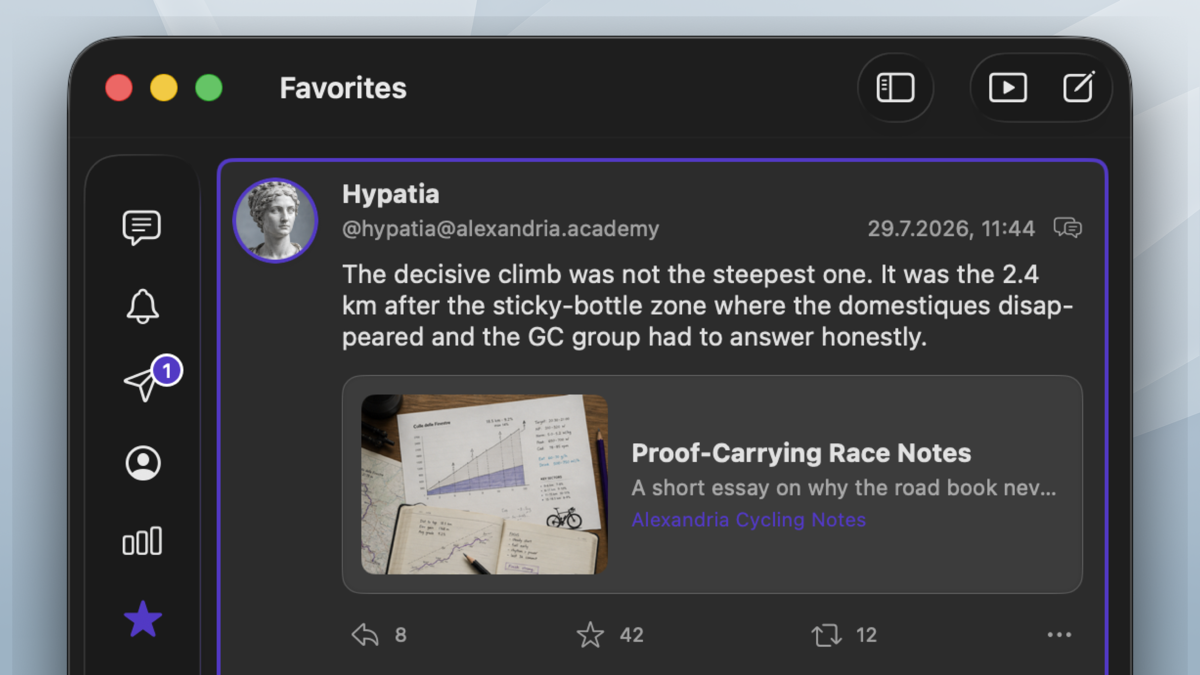 Maxtodon timeline with posts ready for keyboard navigation.